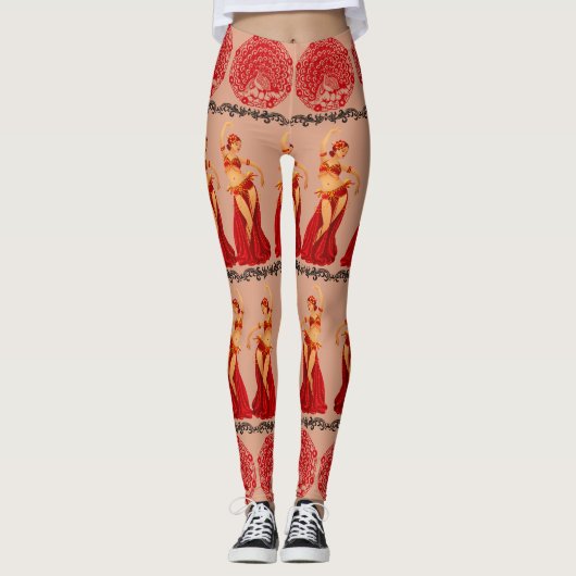 Schöne Tanzmädchen und Friedensgeflecht Leggings (Vorderseite)