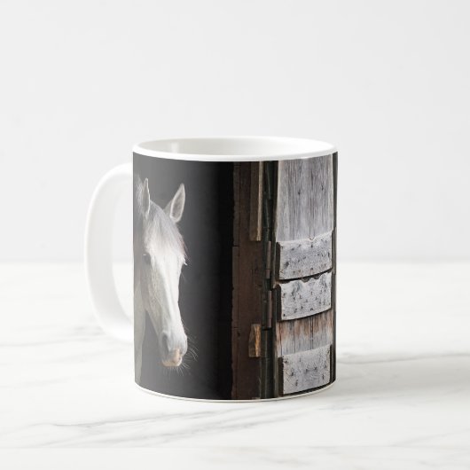 Schöne Tasse für Gray Mare Horse & Barcoffee (Vorderseite Links)