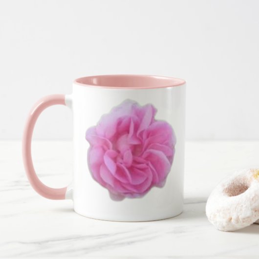 schöne Tasse mit natürlicher Rose (Mit Donut)