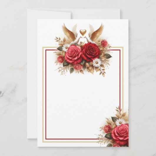 Schöne Tauben, Rose und Milchstrände Einladung (Vorderseite)