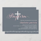 Schöne Taufe an der Grenze - Rosa Einladung (Vorne/Hinten)