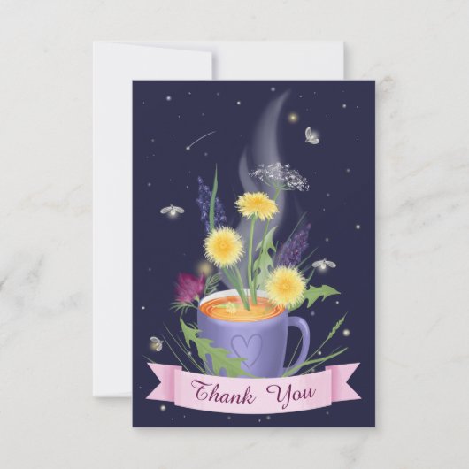 Schöne Tee-Cup Sommerferien Blume Dankeskarte (Vorderseite)