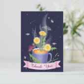 Schöne Tee-Cup Sommerferien Blume Dankeskarte (Stehend Vorderseite)