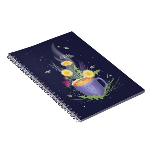 Schöne Tee-Cup und Sommer-Blume-Notebook Notizblock (Rechte Seite)