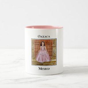Schöne Tehuana in traditioneller Hochzeitskleidung Zweifarbige Tasse