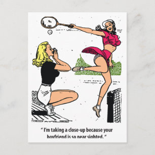 Schöne Tennisspielerin, Humor, Vintage Postkarte