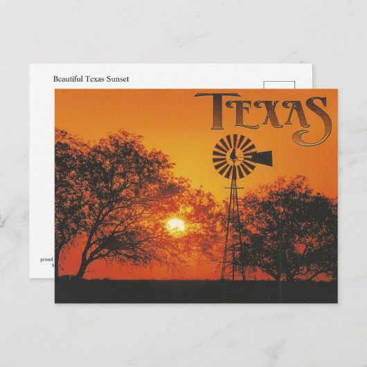 Schöne Texas Sunset Postkarte (Vorne/Hinten)