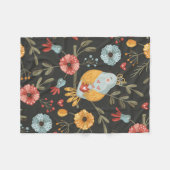 Schöne Textur mit Vögeln und eleganten Blume Fleecedecke (Vorderseite (Horizontal))