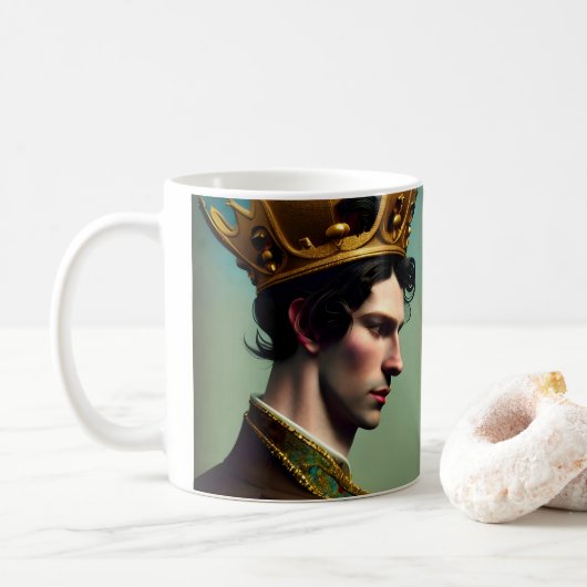 Schöne Thinking King-Tasse Kaffeetasse (Mit Donut)