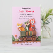 Schöne Tiere auf der Train Baby-Duschkarte Einladung (Stehend Vorderseite)