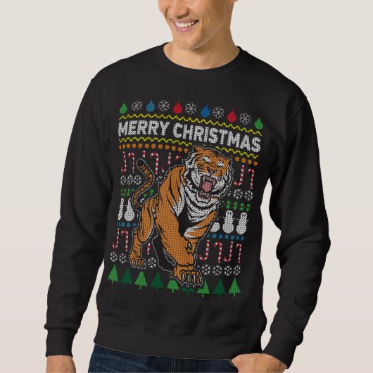 Schöne Tiger frohe Weihnachten Ugly Xmas Big Cat Sweatshirt (Vorderseite)