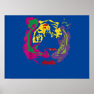 Schöne Tiger Gesicht Rasta Farben Stil Poster