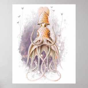 Schöne Tintenfisch-Malerei Earnst Haeckel Variatio Poster