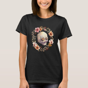 Schöne Totenkopf-Blumenkranz-Rebellischer Gärtner T-Shirt
