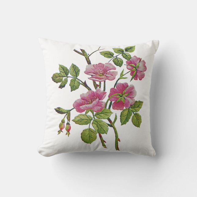 Schöne traditionelle Jacobohnen Crewel Stickerei Kissen (Vorderseite)