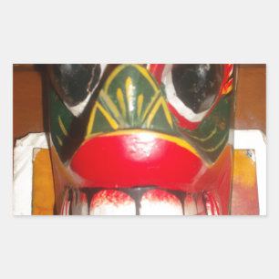 Schöne traditionelle sri-lankische Feuermasken-Kun Rechteckiger Aufkleber