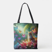 Schöne träumerische Schmetterlinge & Katze Tasche (Rückseite)