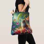 Schöne träumerische Schmetterlinge & Katze Tasche (Von Nahem)