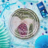 Schöne Tree Pine Cone Happy Holiday Party Pappteller (Party)