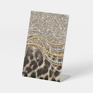Schöne trendige Leoparden-Faux-Tier-Prägung Sockelschild