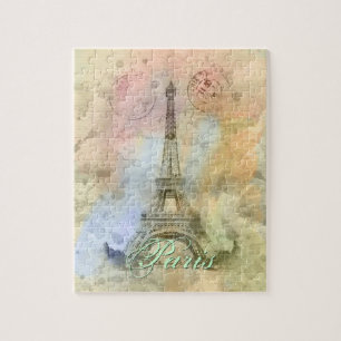 Schöne trendige Mädchen Vintage Eiffelturm Frankre Puzzle