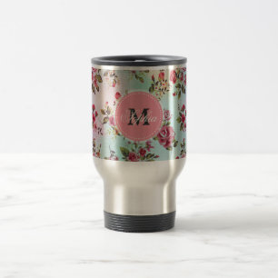 Schöne trendige Mädchen-Vintage-Monogramm-Rosen Reisebecher