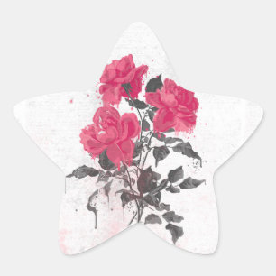 Schöne trendige Vintage-Aquarelle Rosen Stern-Aufkleber