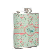 Schöne trendige Vintage Blumen- und Flamingovögel Flachmann (Rechts)