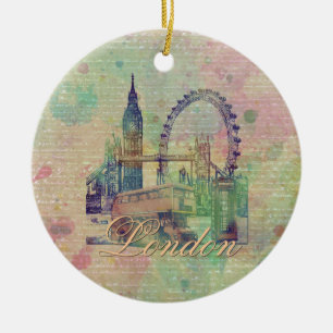 Schöne trendige Vintage Londoner Sehenswürdigkei Keramikornament
