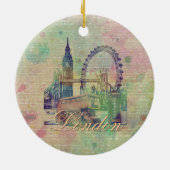 Schöne trendige Vintage Londoner Sehenswürdigkeite Keramikornament (Hinten)