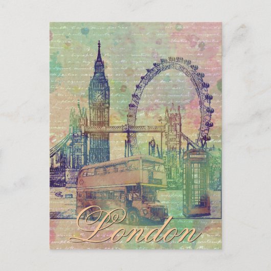 Schöne trendige Vintage Londoner Sehenswürdigkeite Postkarte (Vorderseite)