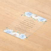 Schöne Trending Blue Floral Hochzeit Acryleinladungen (Ablage )