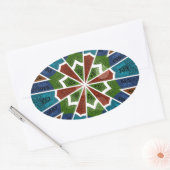 Schöne trendy asiatische Textil Design Kunst druck Ovaler Aufkleber (Umschlag)