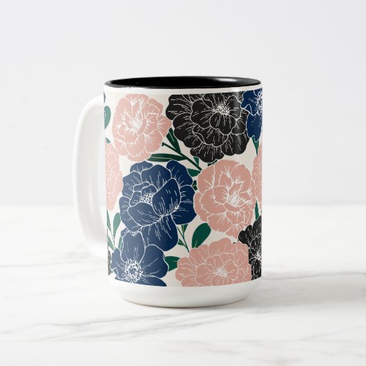 Schöne trendy Blume Zweifarbige Tasse (Vorderseite Links)