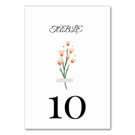 Schöne trendy Pink Wasserfarbe Wildblume Tischnummer (Vorderseite)