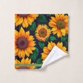 Schöne Trendy Sonnenblumensammlung Badhandtuch Set (Waschlappen)