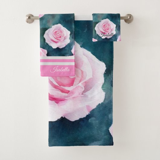 Schöne trendy Wasserfarbe Rosen Sammlung Badhandtuch Set (Insitu)