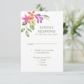 Schöne Tropenblumenhochzeit RSVP Karte (Stehend Vorderseite)