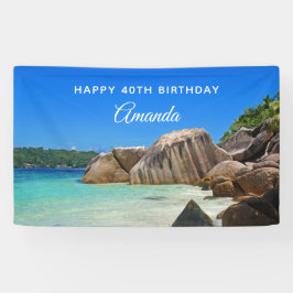 Schöne Tropenmeerküste Rocky Coastline Geburtstag Banner