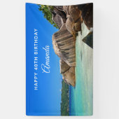 Schöne Tropenmeerküste Rocky Coastline Geburtstag Banner (Vertikal)