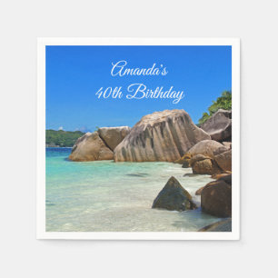 Schöne Tropenmeerküste Rocky Coastline Geburtstag Serviette