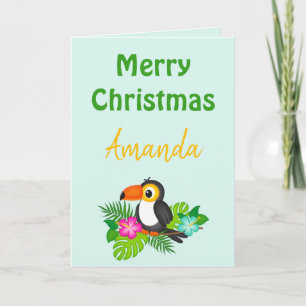 Schöne Tropical Frohe Weihnachten Toucan Karte