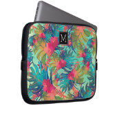 Schöne tropische Blätter Mit Monogramm Laptopschutzhülle (Vorne Rechts)