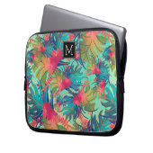 Schöne tropische Blätter Mit Monogramm Laptopschutzhülle (Vorderseite Links)