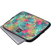Schöne tropische Blätter Mit Monogramm Laptopschutzhülle (Vorne Knopf)