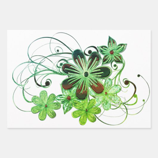 Schöne tropische Blume Geschenkpapier Set (Vorderseite)