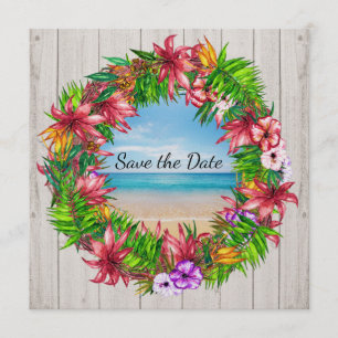 Schöne tropische Blumen-Strand-Hochzeitseinladung Einladung