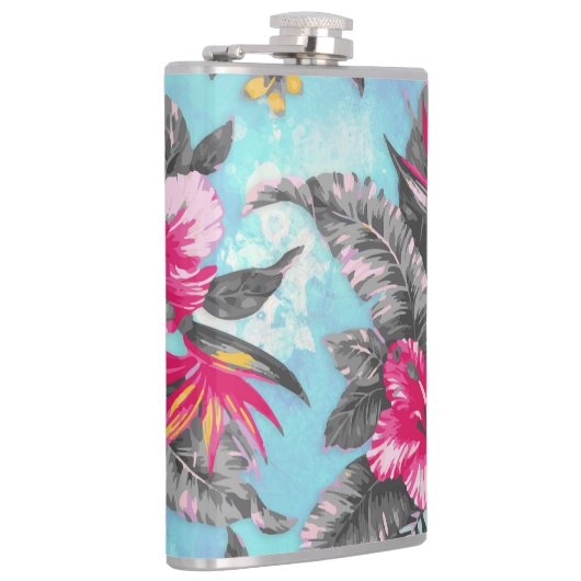 Schöne tropische Blumenfarben Wasserfarben Flachmann (Rechts)