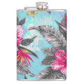 Schöne tropische Blumenfarben Wasserfarben Flachmann (Vorderseite)