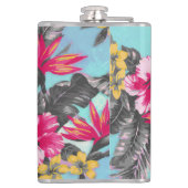 Schöne tropische Blumenfarben Wasserfarben Flachmann (Rückseite)